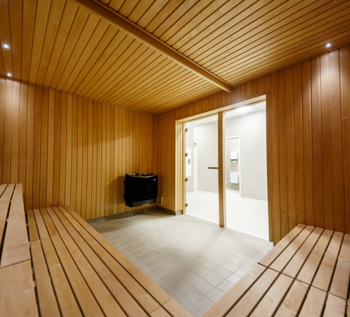 Sauna set fra bænkerækker